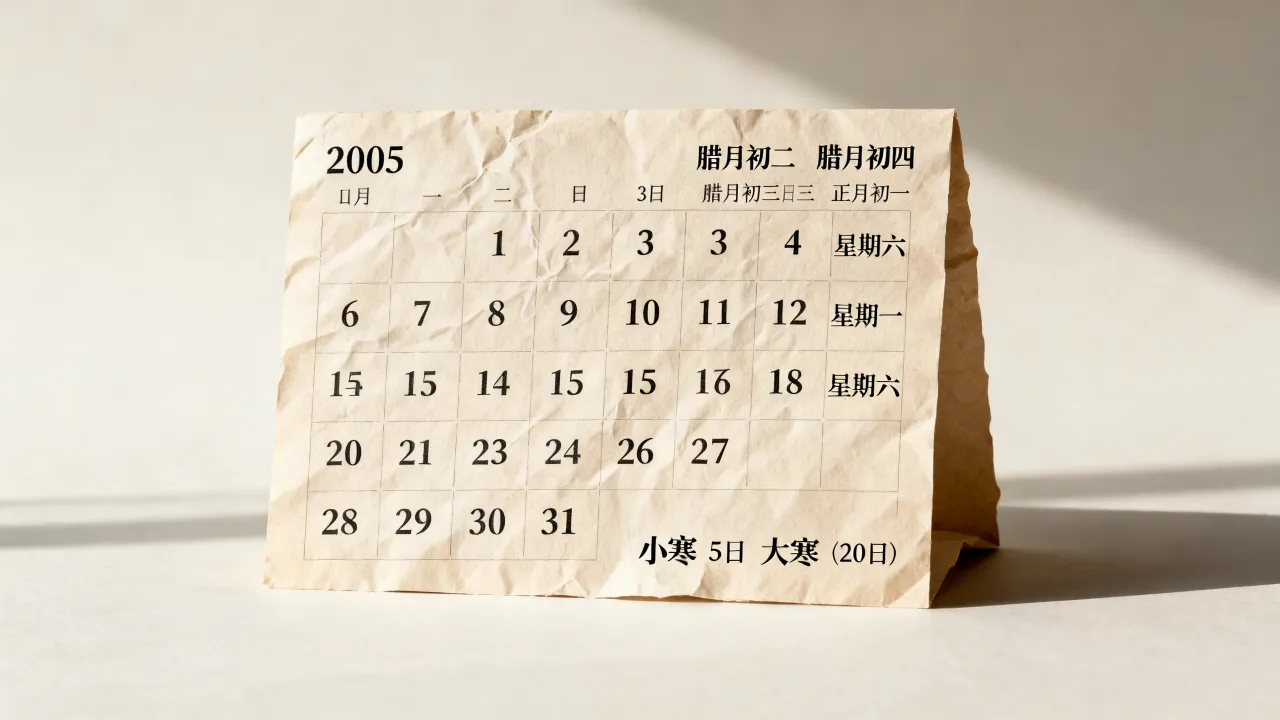 05年1月阴历是几月几号?2005年1月农历阳历对照表 05年1月阴历是几月几号?2005年1月农历阳历对照表