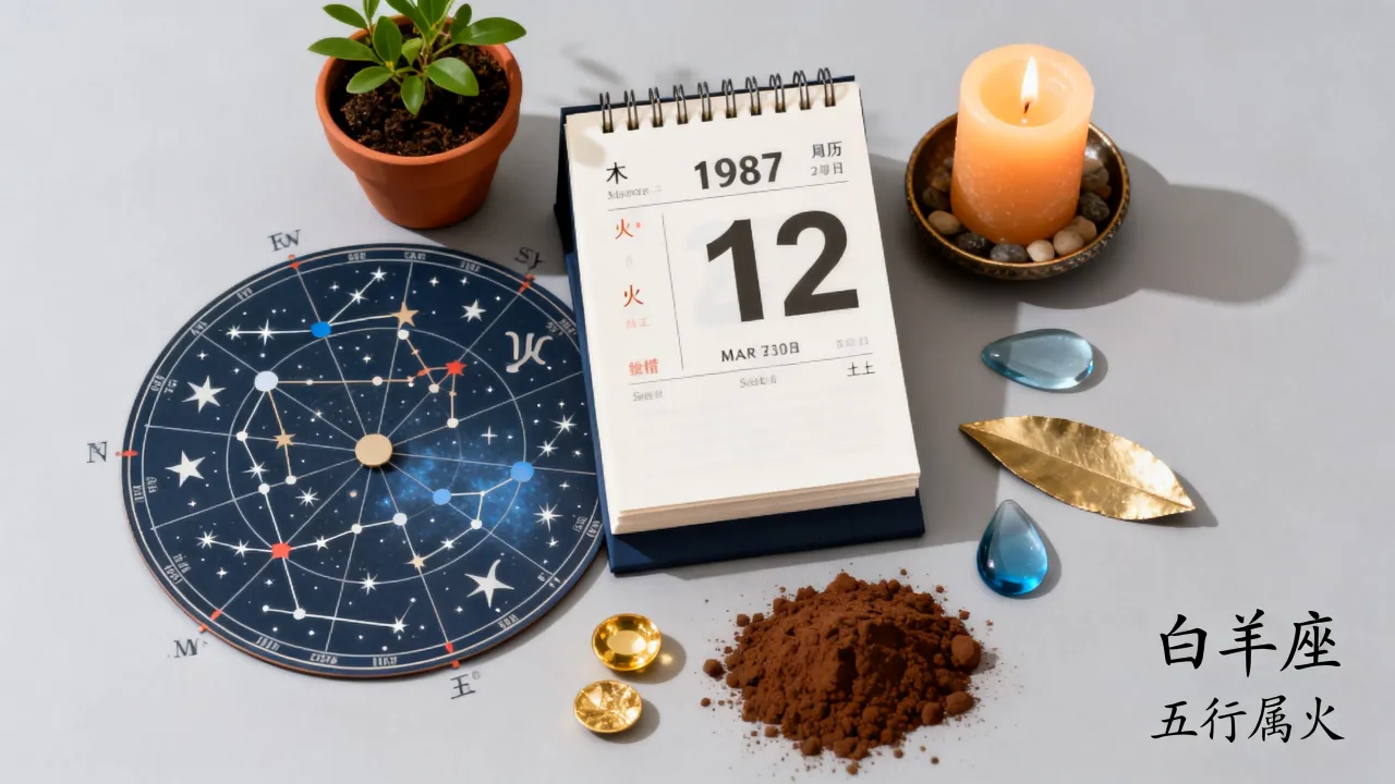 1987年阴历3月12日是什么星座，五行属什么？