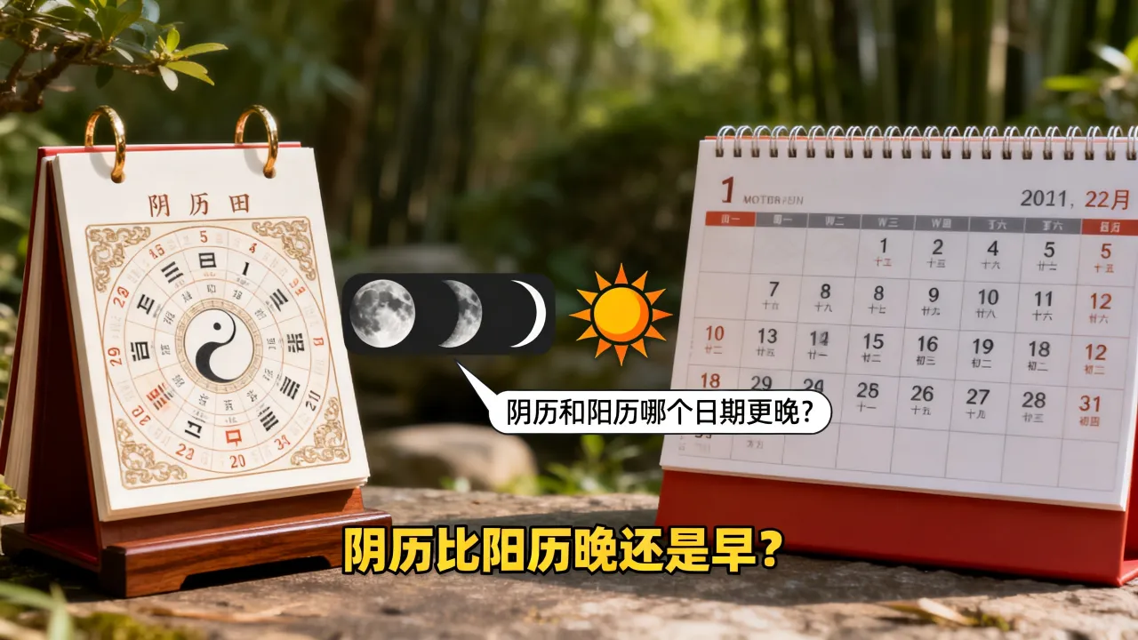 阴历比阳历晚还是早?阴历和阳历哪个日期更晚? 阴历比阳历晚还是早?阴历和阳历哪个日期更晚?