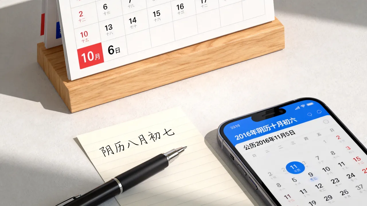 2016年10月6日阴历是多少？2016年阴历10月6日对应的公历日期是什么