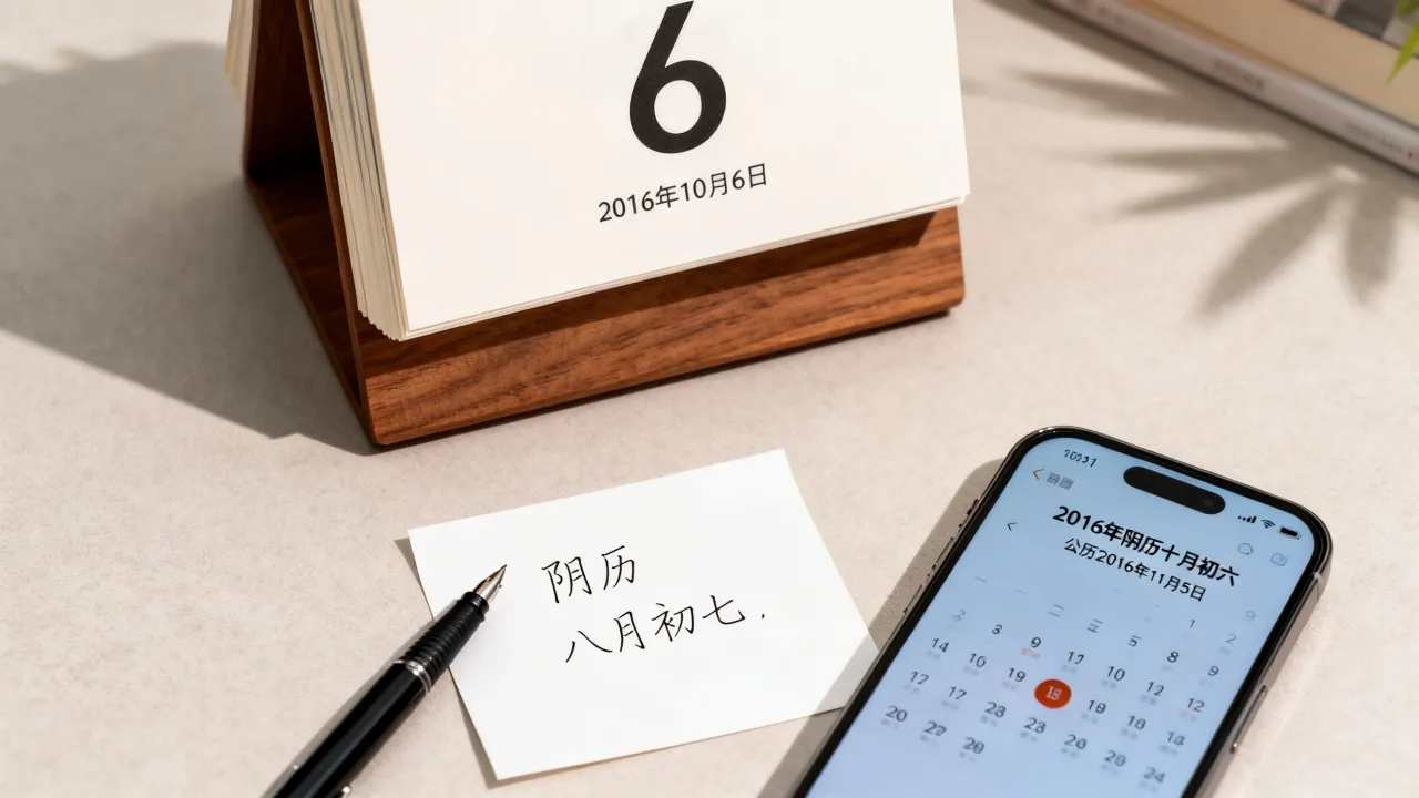 2016年10月6日阴历是多少？2016年阴历10月6日对应的公历日期是什么