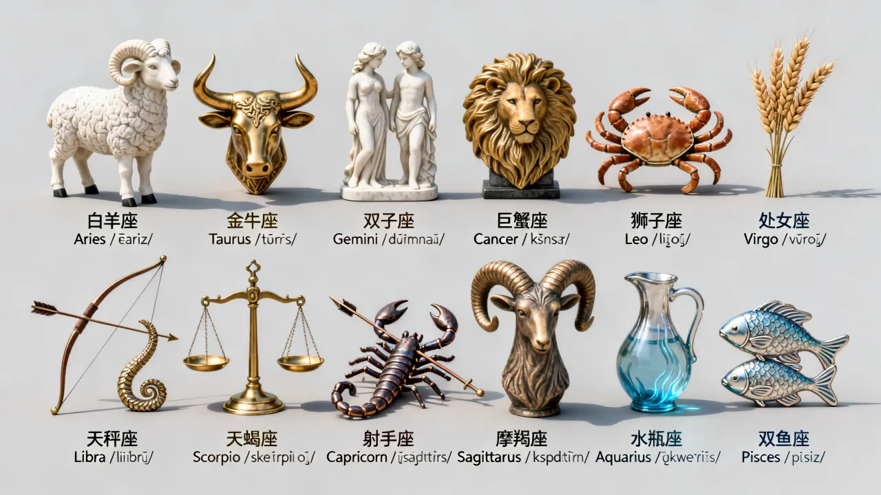 十二星座的英文名分别是什么，英文名怎么读？