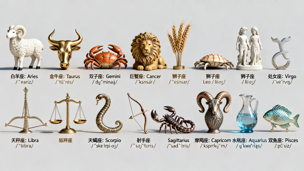 十二星座的英文名分别是什么，英文名怎么读？