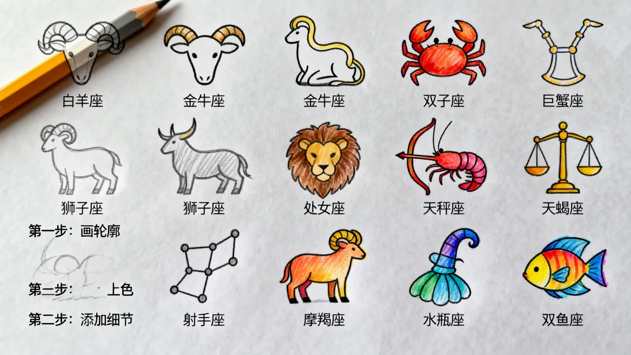 十二星座卡通画怎么画简单又好看,十二星座简笔画教程大全 十二星座卡通画怎么画简单又好看,十二星座简笔画教程大全
