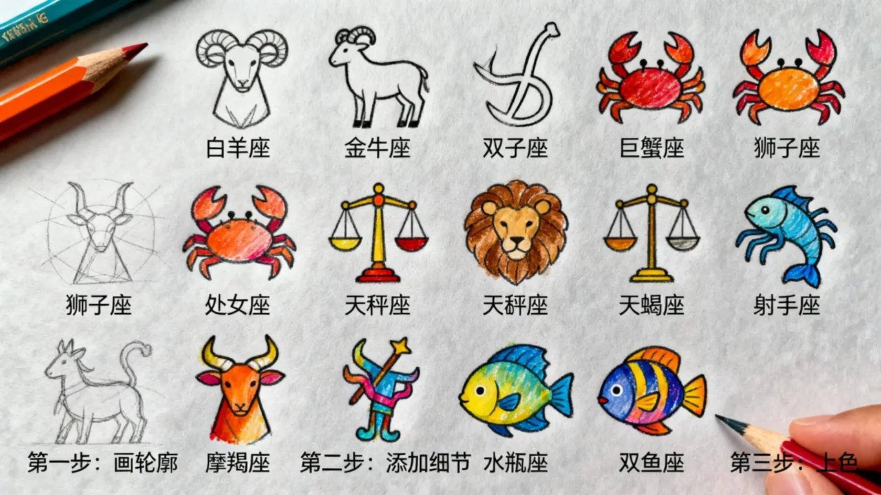 十二星座卡通画怎么画简单又好看,十二星座简笔画教程大全 十二星座卡通画怎么画简单又好看,十二星座简笔画教程大全