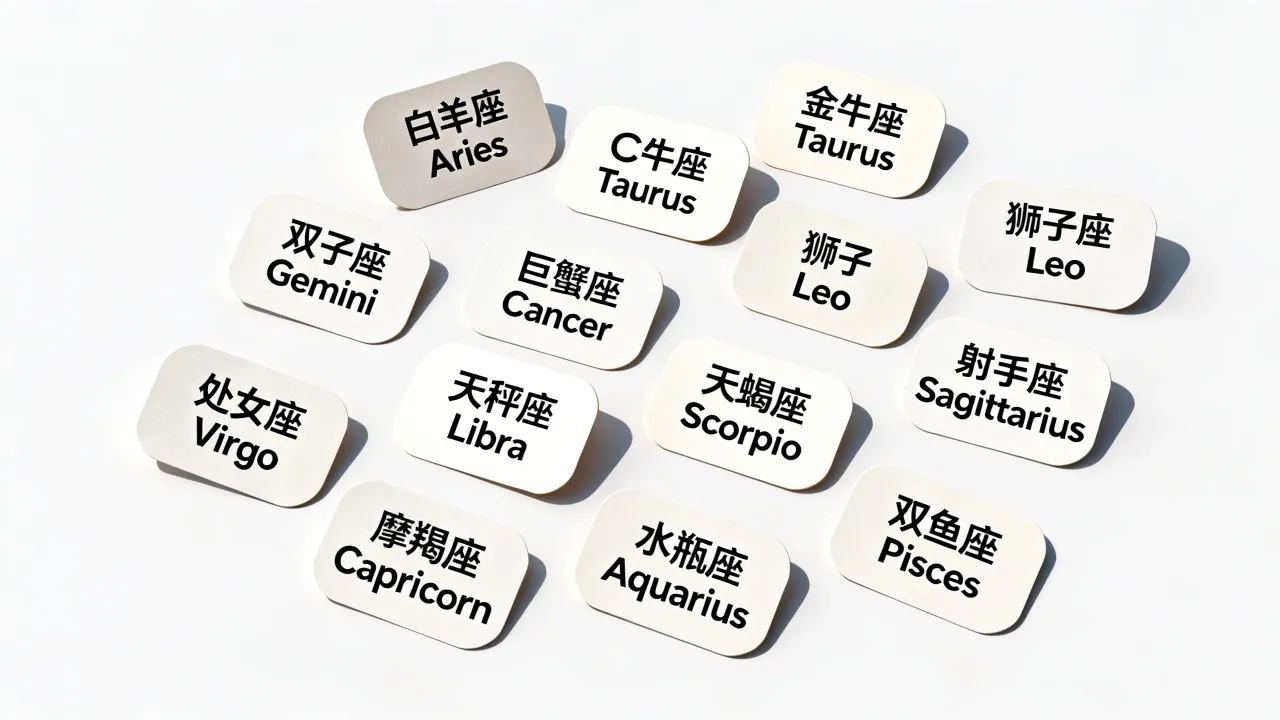 十二星座英文怎么说?十二宫星座英文单词大全 十二星座英文怎么说?十二宫星座英文单词大全