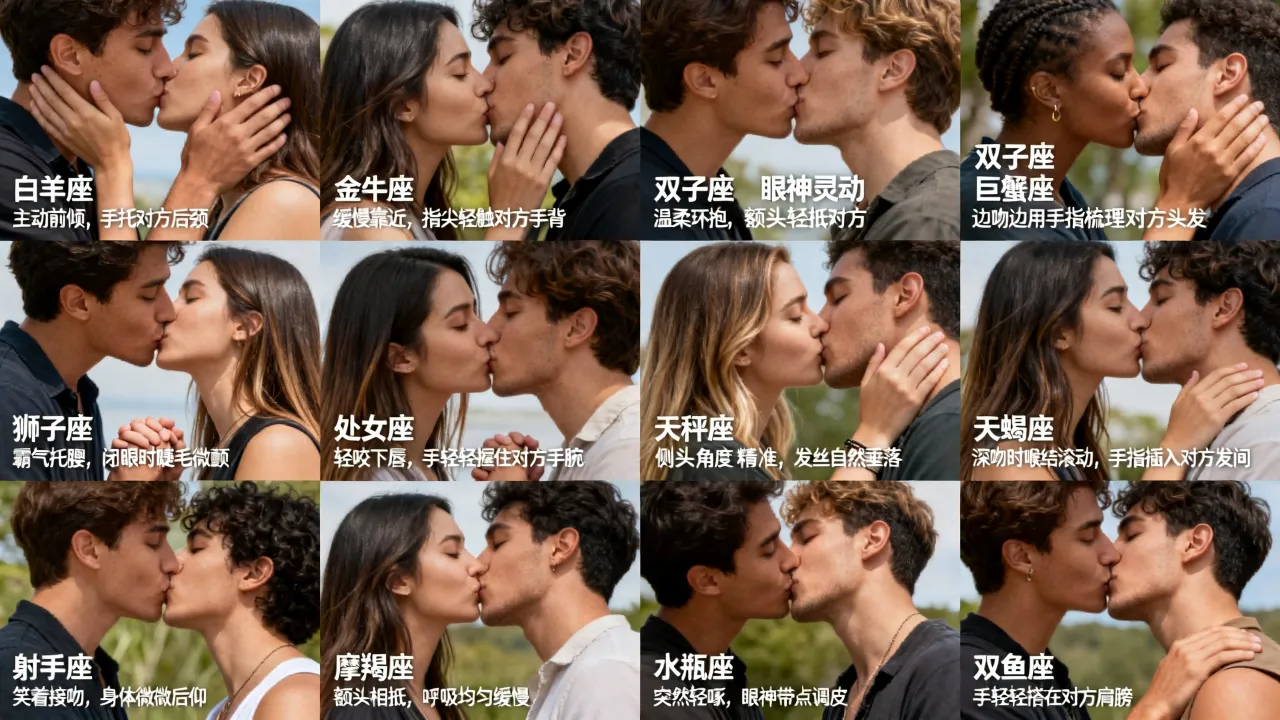 十二星座什么接吻方式最撩人,十二星座接吻时的小动作有哪些? 十二星座什么接吻方式最撩人,十二星座接吻时的小动作有哪些?