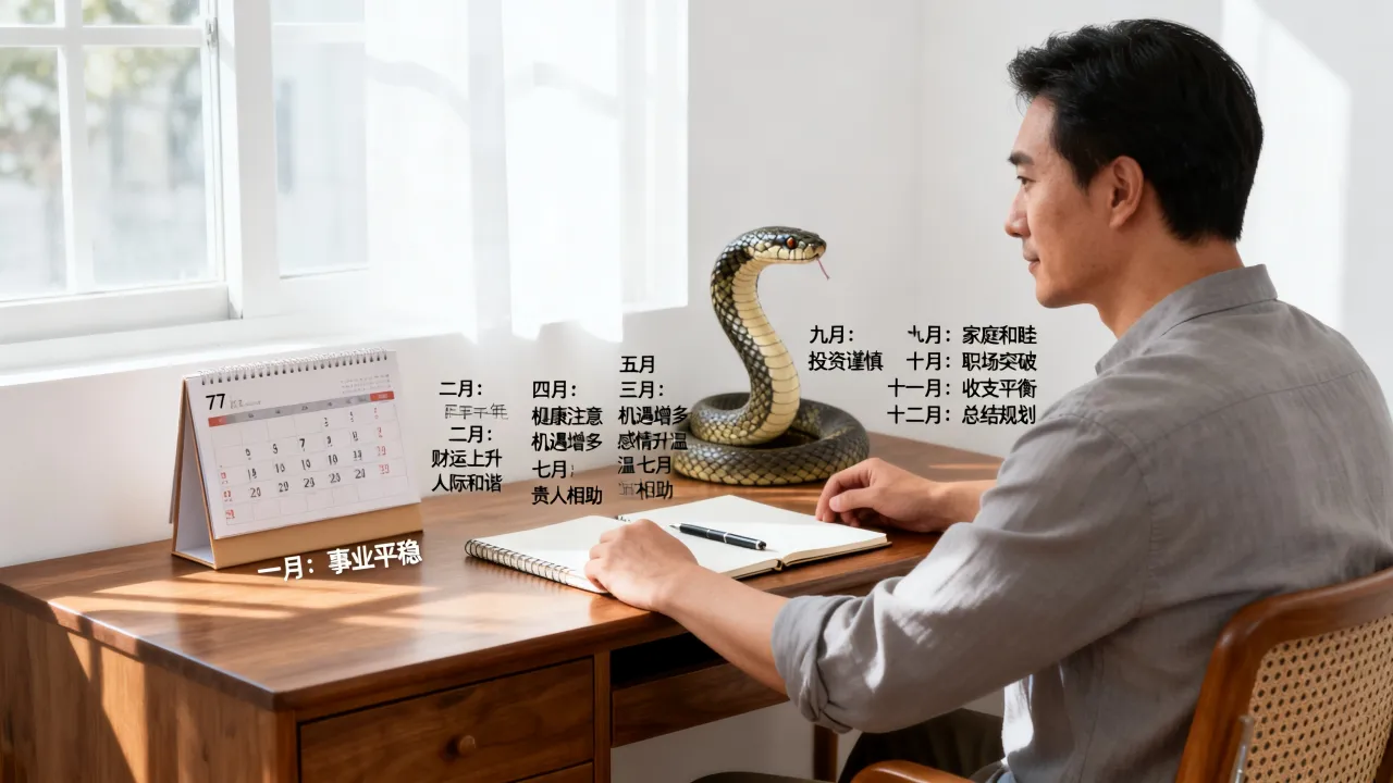 77年属蛇男2026年每月运势如何，属蛇男人全年逐月运程详解