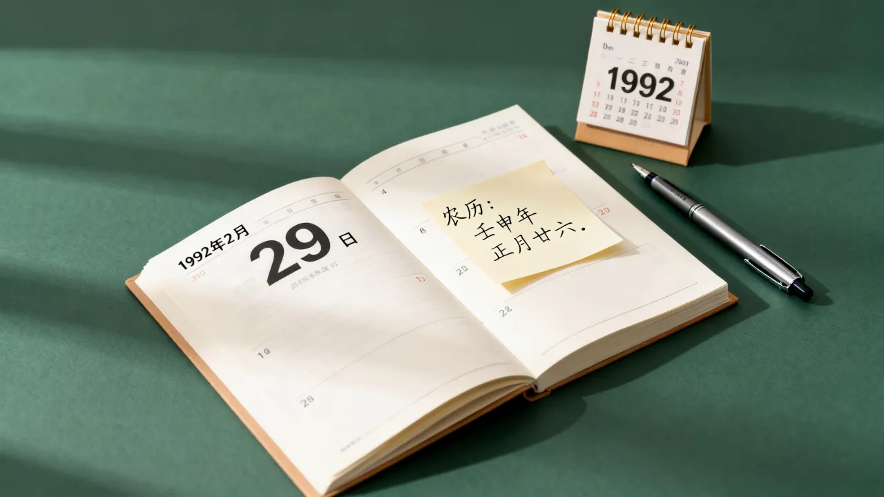 1992年2月29日农历是多少,阴历是几月几号? 1992年2月29日农历是多少,阴历是几月几号?