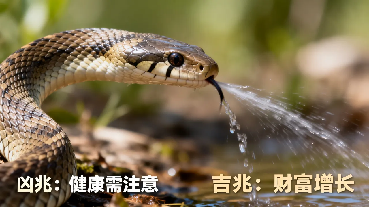 梦到蛇喷水是什么预兆，女人梦见蛇喷水是吉是凶