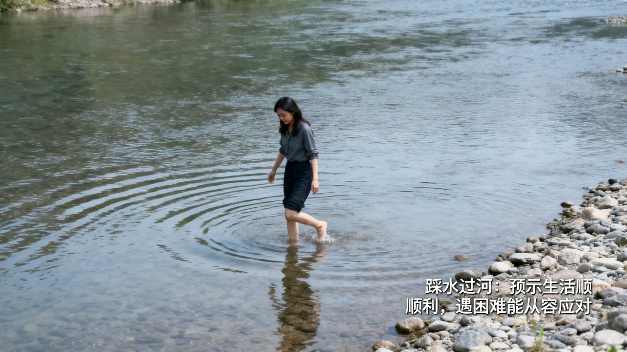 梦到踩水过河有什么征兆，梦见踩水过河预示什么周公解梦