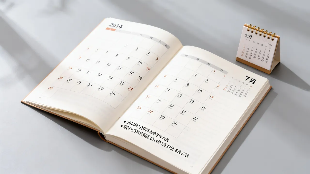 2014年7月阴历是几月几号,阴历七月对应阳历什么时候 2014年7月阴历是几月几号,阴历七月对应阳历什么时候