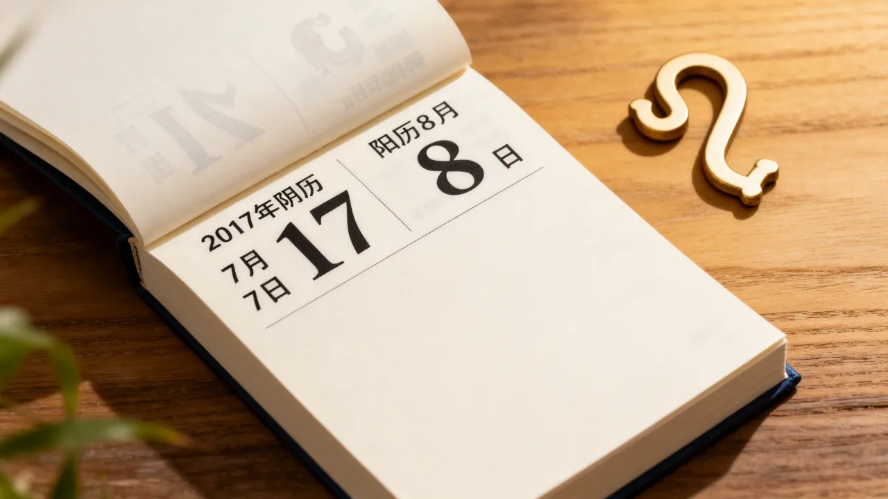 2017年阴历7月17日是什么星座，农历七月十七对应阳历几月几号