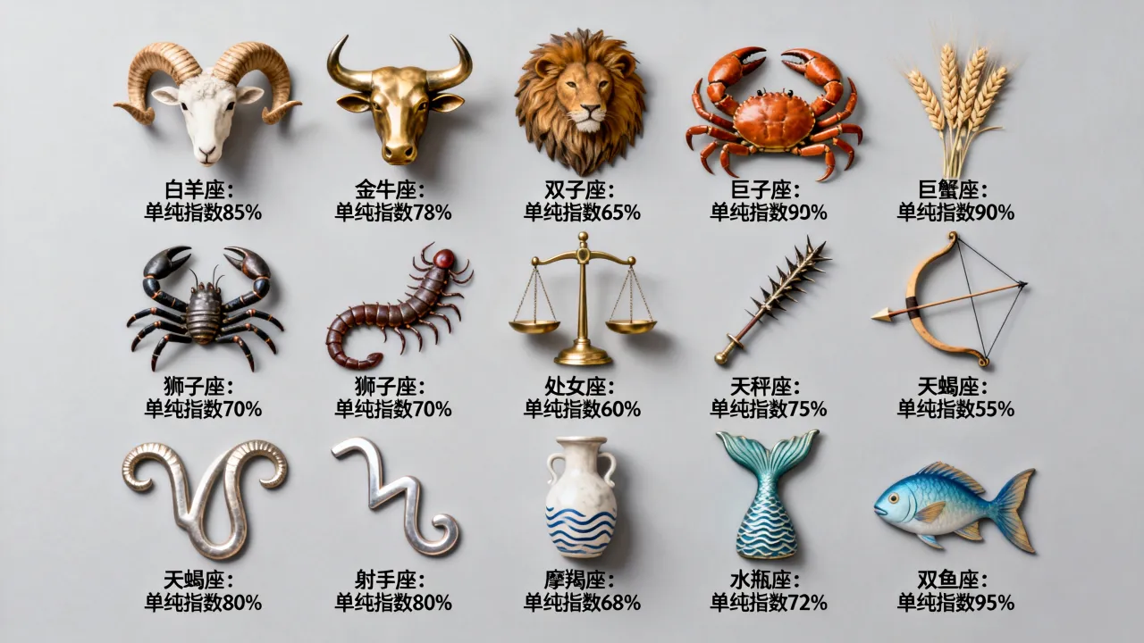 十二星座单纯指数排名，哪个星座最单纯最天真？