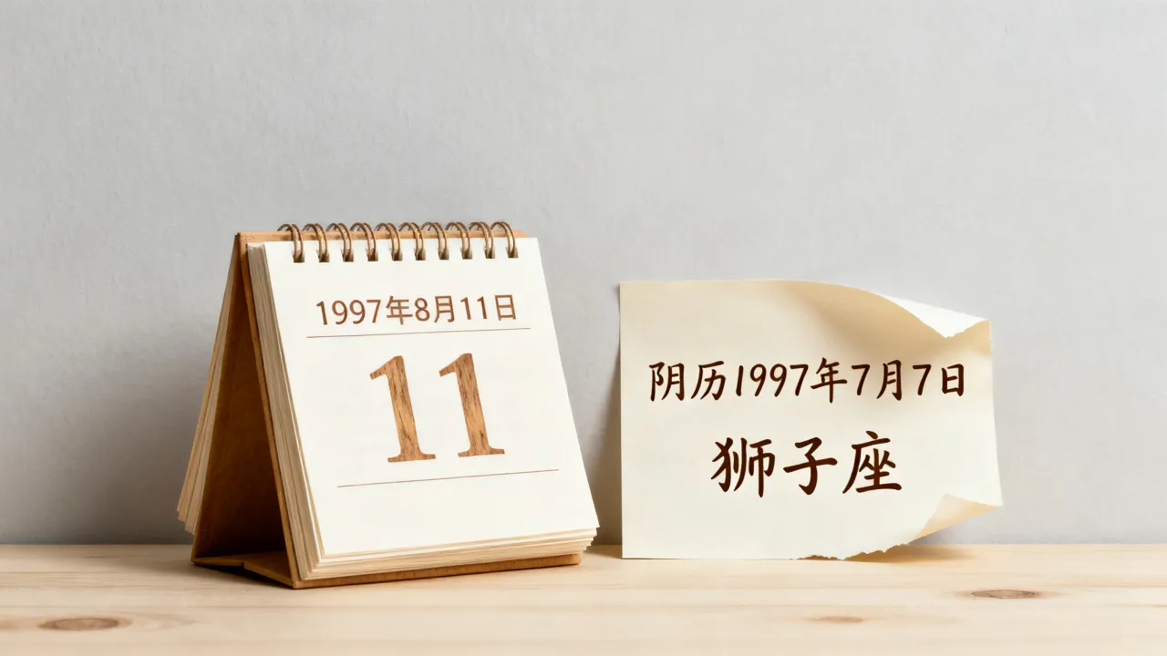 阴历1997年7月7日是什么星座,对应的公历是几月几号? 阴历1997年7月7日是什么星座,对应的公历是几月几号?