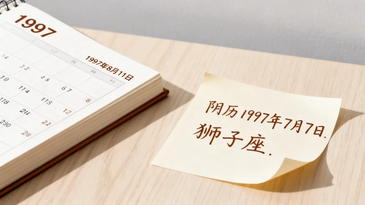 阴历1997年7月7日是什么星座,对应的公历是几月几号? 阴历1997年7月7日是什么星座,对应的公历是几月几号?