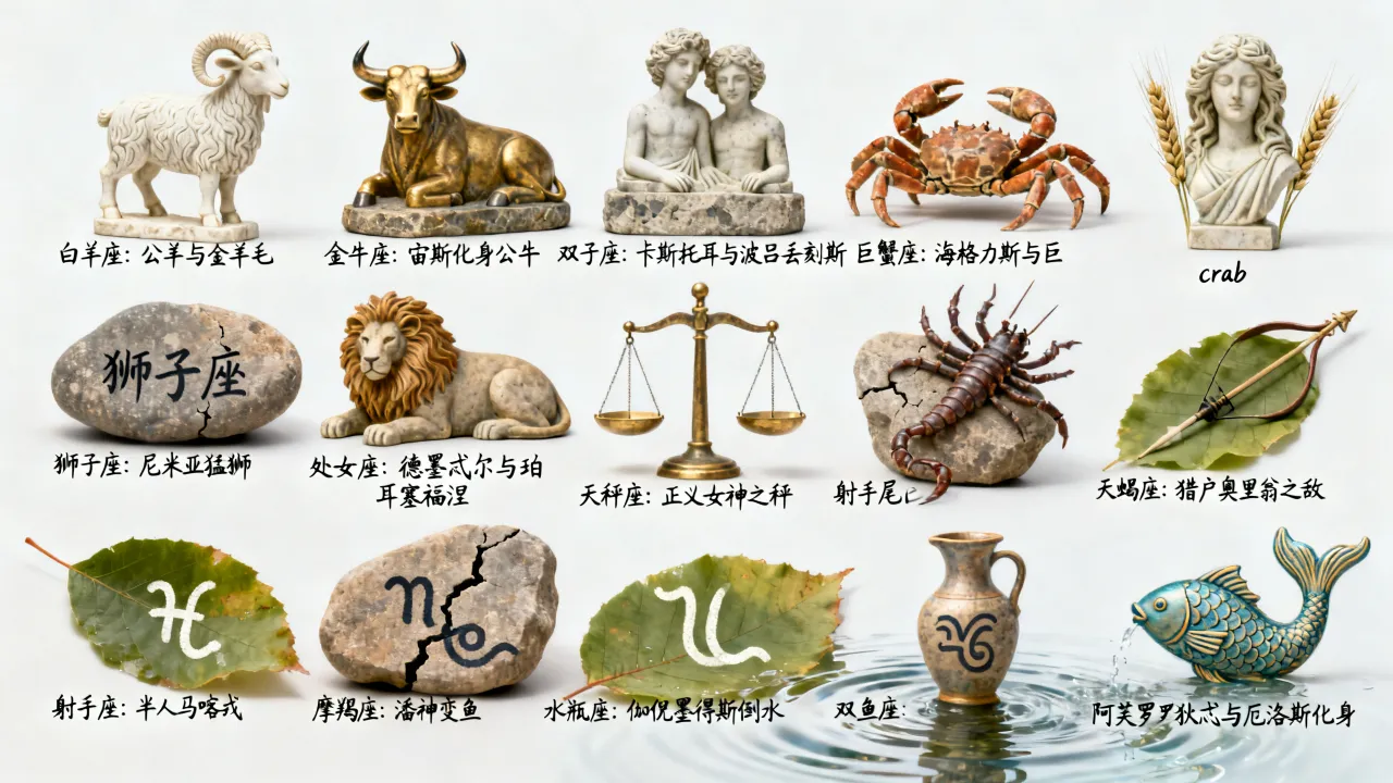 十二星座的神话故事有哪些?,星座神话的由来是什么 十二星座的神话故事有哪些?,星座神话的由来是什么