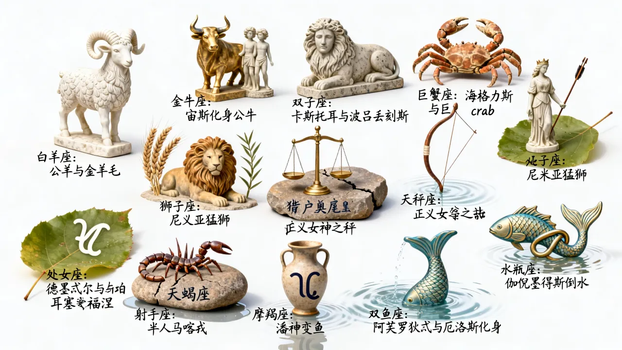 十二星座的神话故事有哪些?,星座神话的由来是什么 十二星座的神话故事有哪些?,星座神话的由来是什么