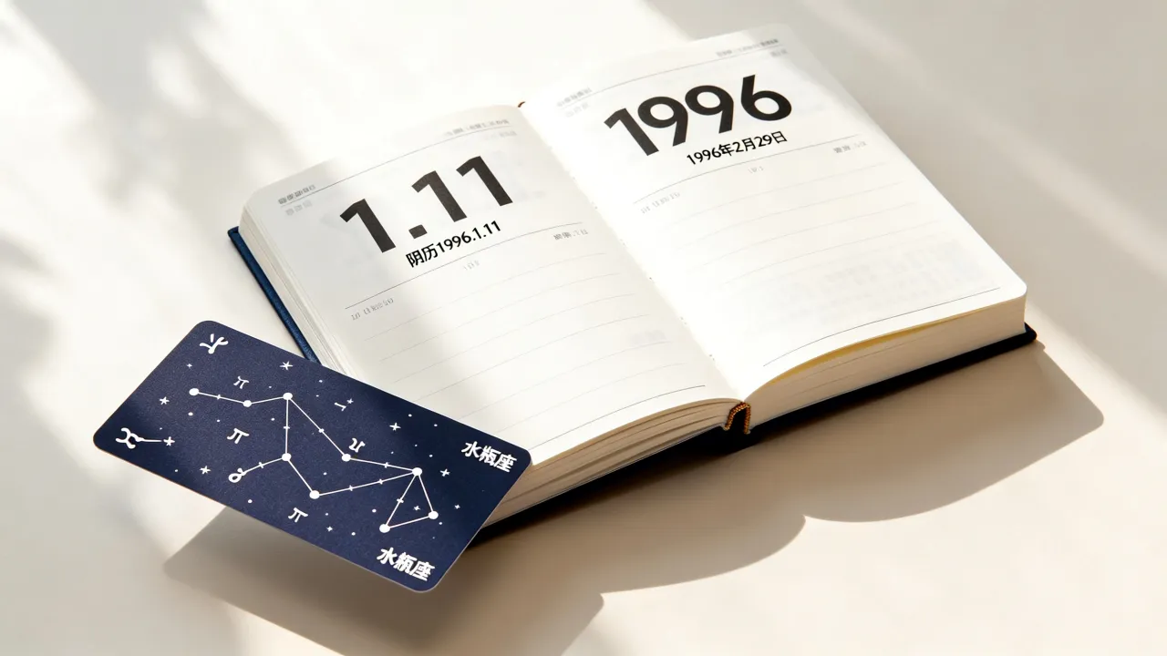 阴历1996.1.11是什么星座？1996年2月29日是什么星座