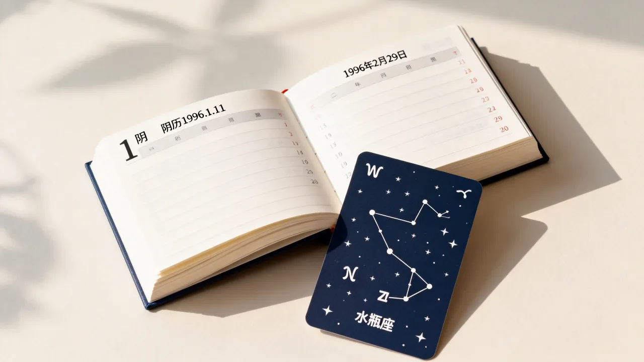 阴历1996.1.11是什么星座？1996年2月29日是什么星座