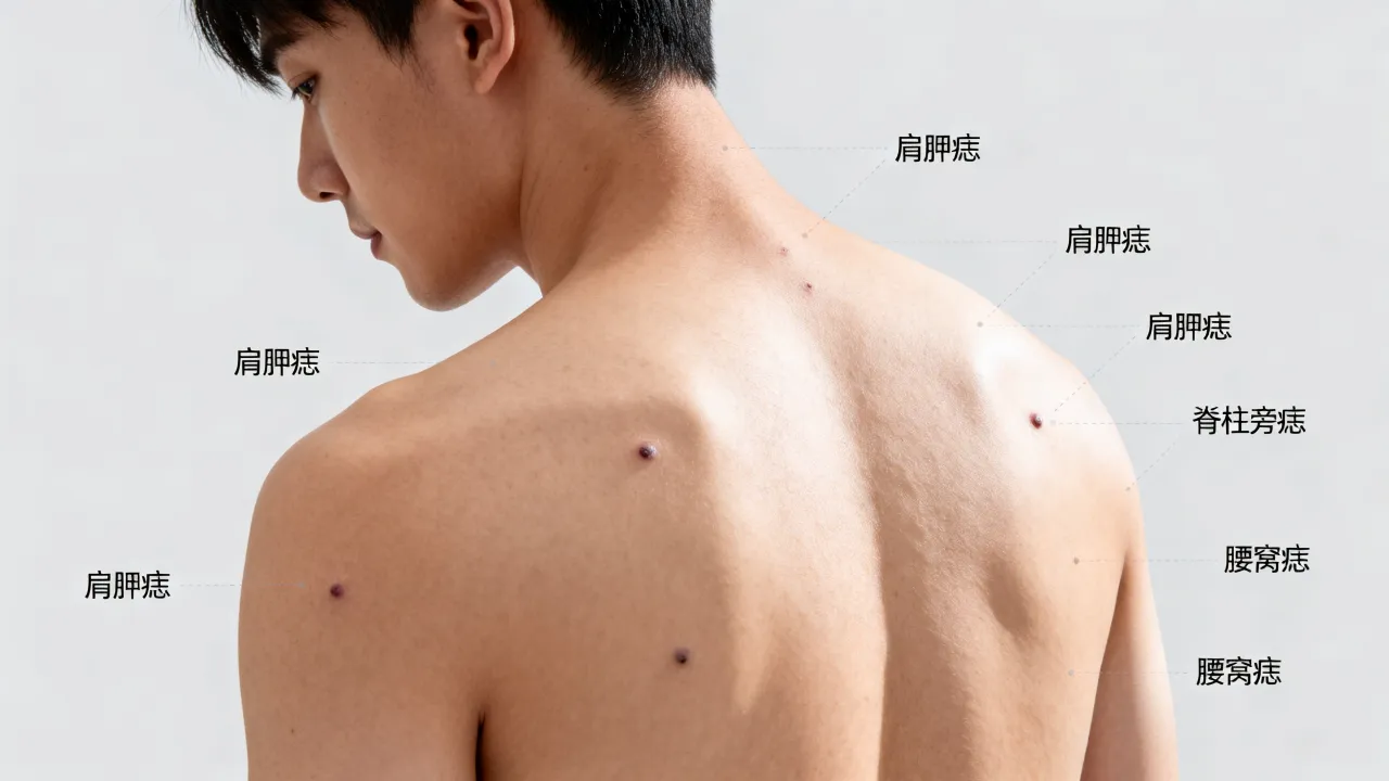 后背的痣图解，能看出命运吗？，后背的痣图解看命运准吗