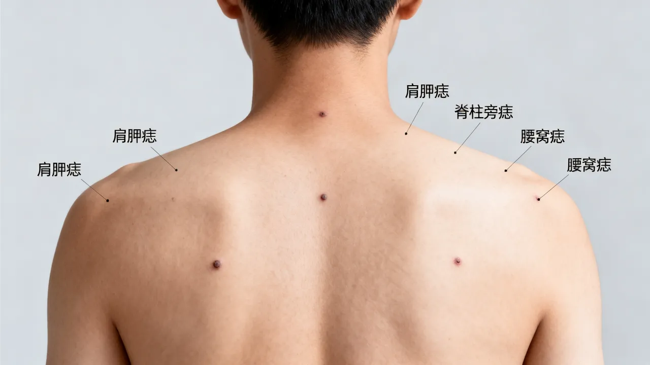 后背的痣图解，能看出命运吗？，后背的痣图解看命运准吗