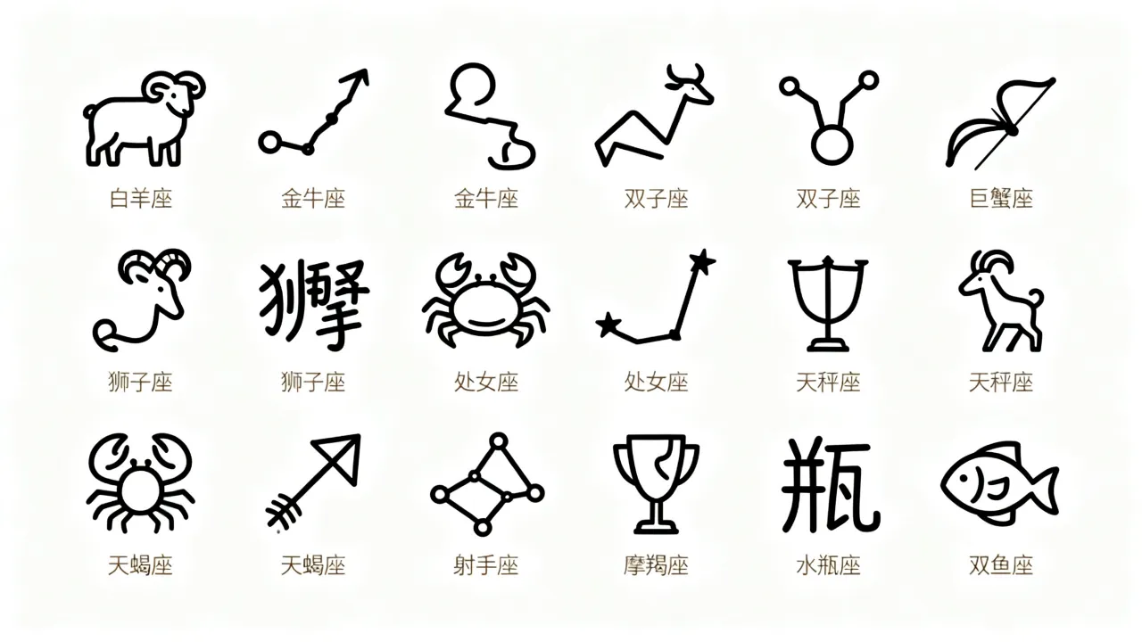 十二星座的图片简单吗,怎么画十二星座简笔画 十二星座的图片简单吗,怎么画十二星座简笔画