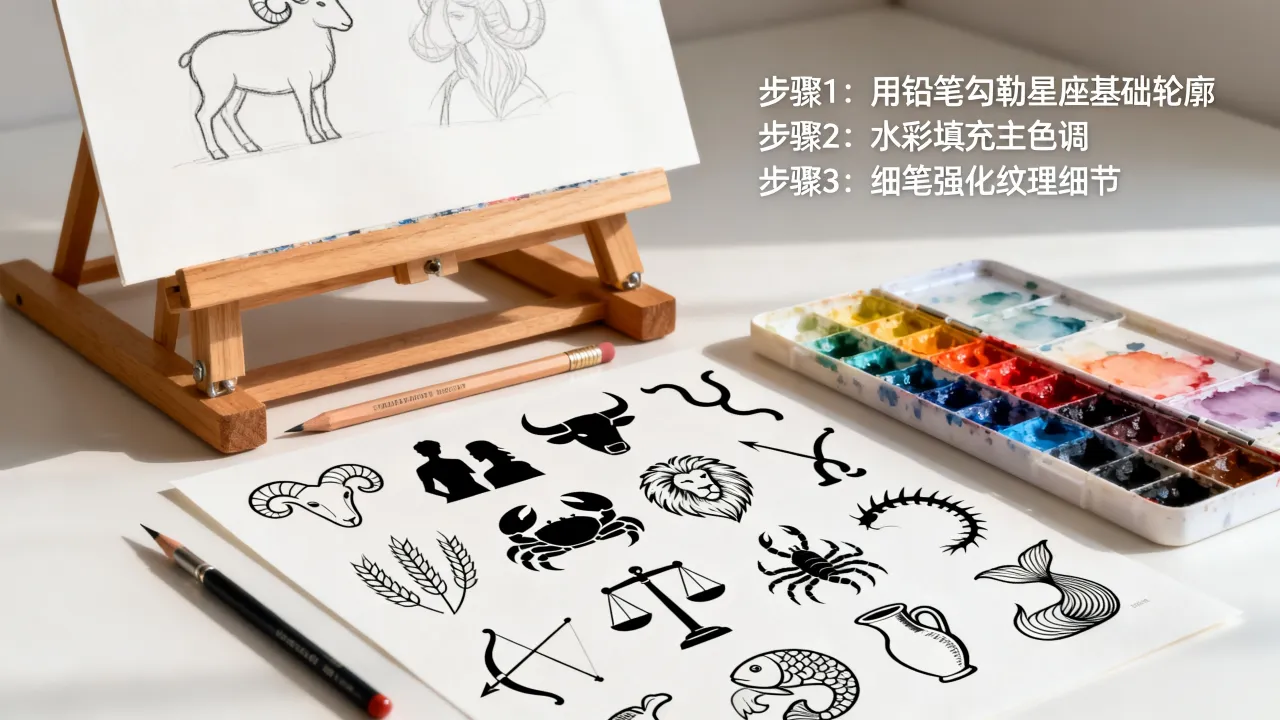 十二星座艺术图怎么画？手绘教程大全