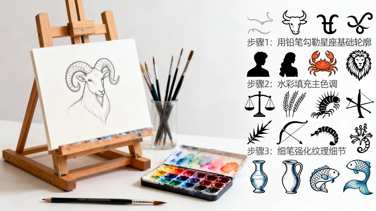 十二星座艺术图怎么画？手绘教程大全