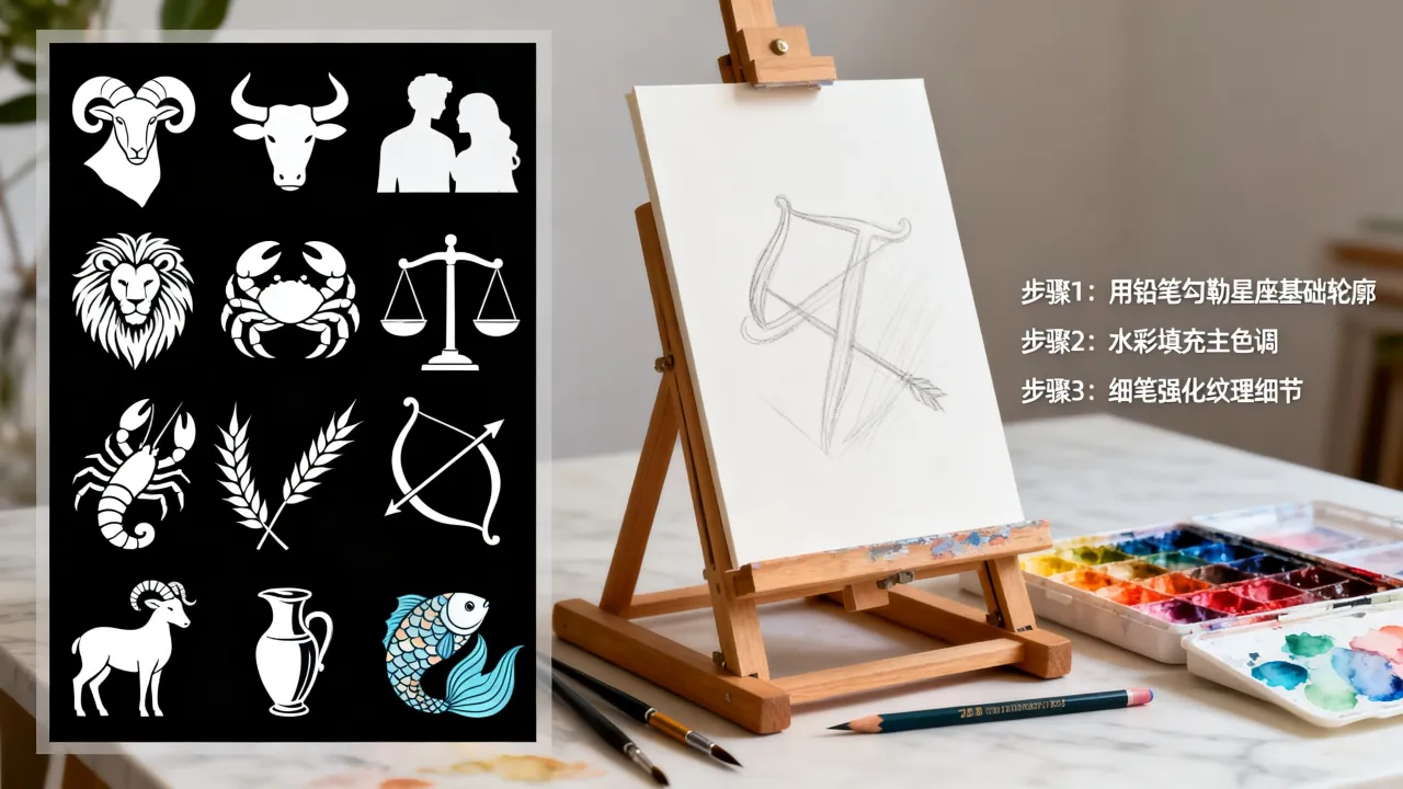 十二星座艺术图怎么画？手绘教程大全