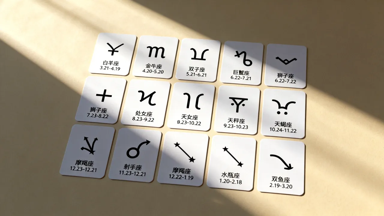 十二星座月份日期表是什么？十二星座分别是几月到几月