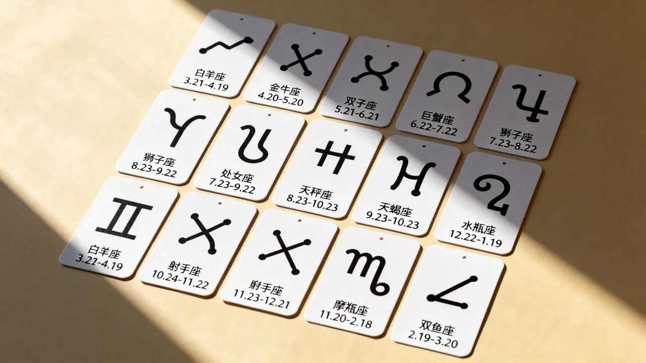 十二星座月份日期表是什么？十二星座分别是几月到几月