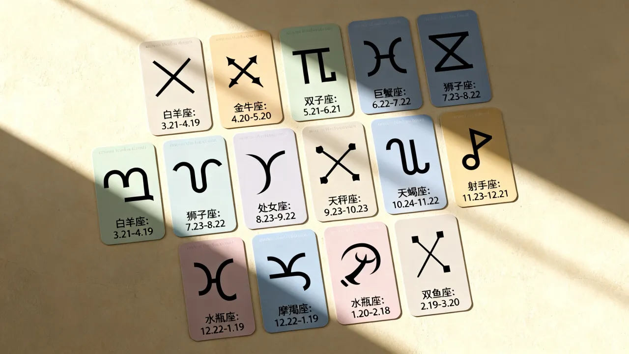 十二星座月份日期表是什么？十二星座分别是几月到几月