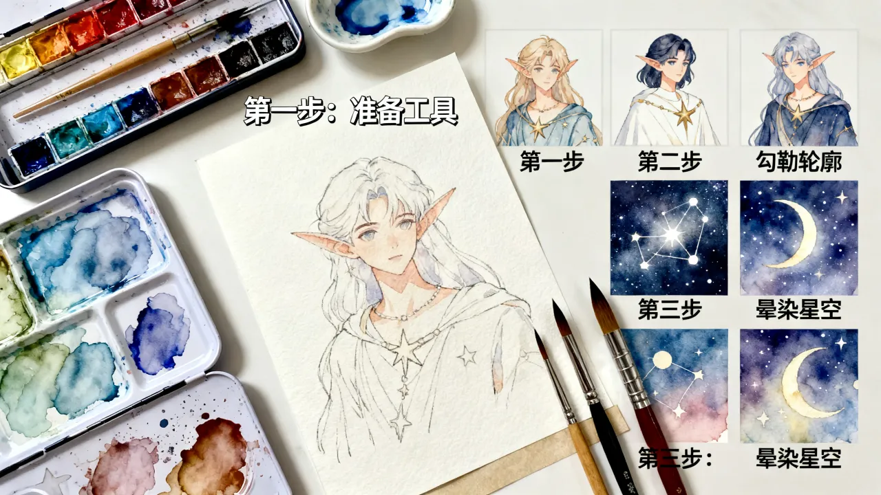 十二星座水彩人物怎么画?零基础也能画出的星空梦幻水彩人物教程 十二星座水彩人物怎么画?零基础也能画出的星空梦幻水彩人物教程
