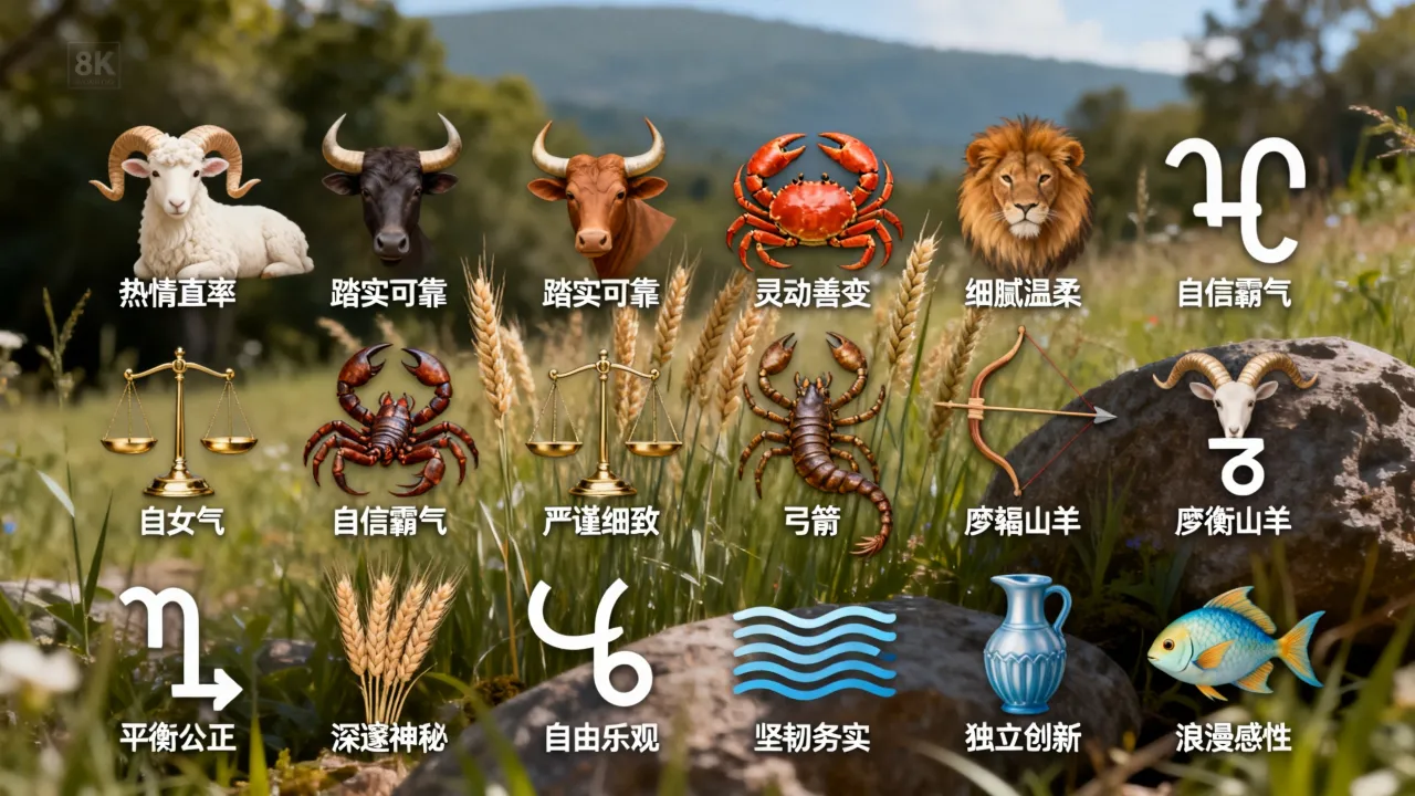 如何用词语形容十二星座?十二星座性格特征全解析 如何用词语形容十二星座?十二星座性格特征全解析