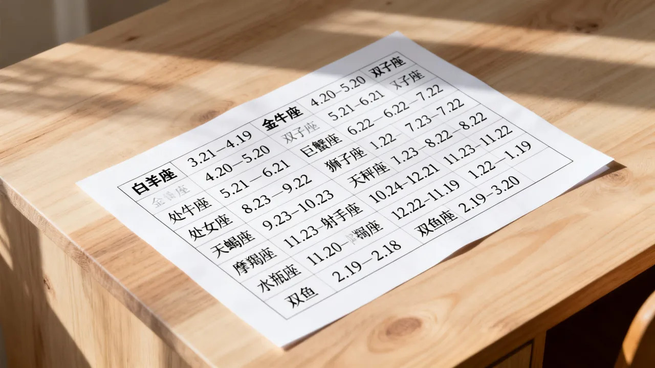 十二星座表格生日怎么看，十二星座生日表查询大全
