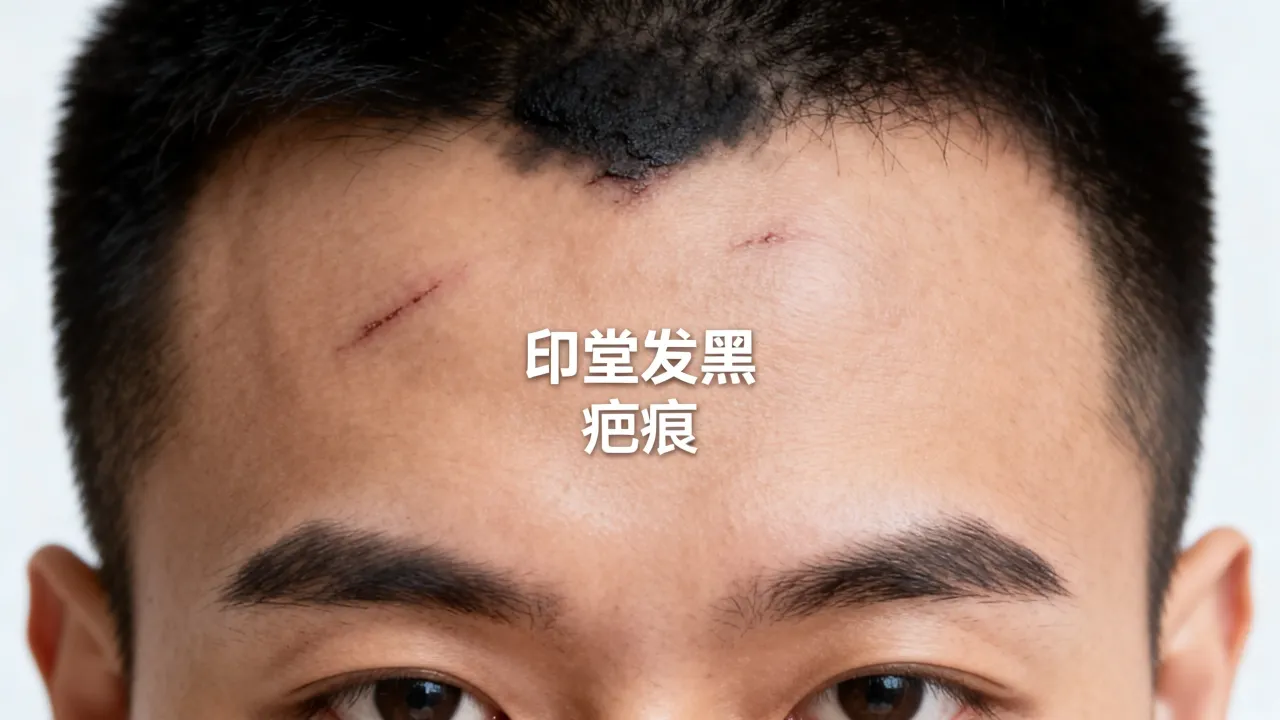 印堂发黑怎么看吉凶,印堂有疤痕图解准吗 印堂发黑怎么看吉凶,印堂有疤痕图解准吗