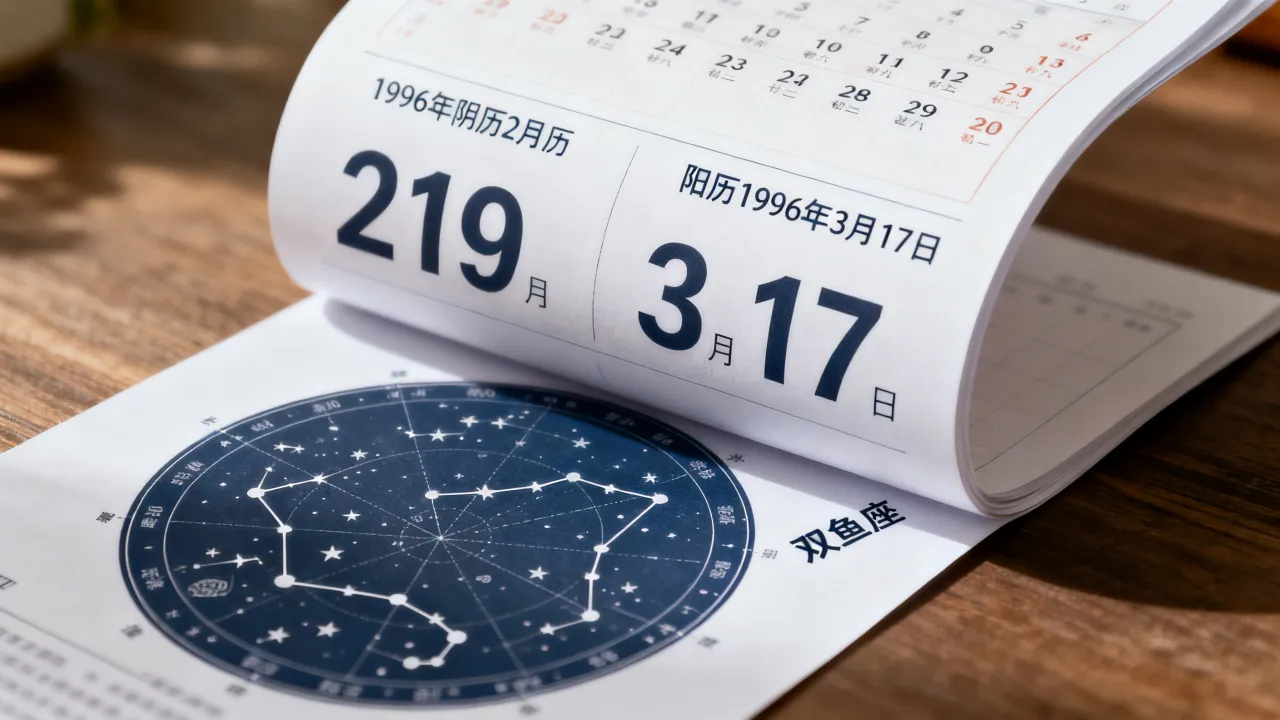 1996阴历2月19是什么星座，阳历是几月几号？