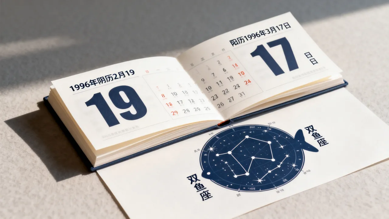 1996阴历2月19是什么星座，阳历是几月几号？