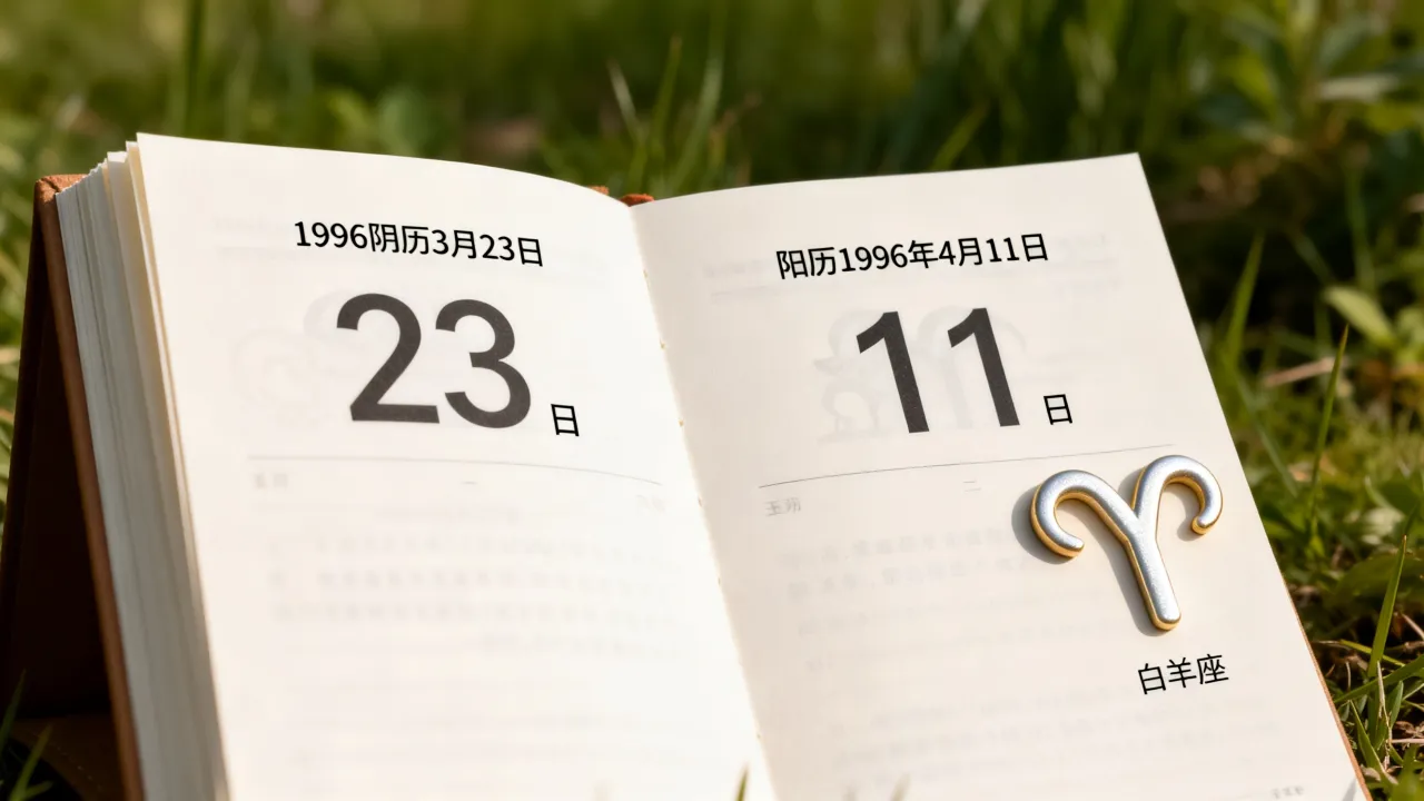 1996阴历3月23日是什么星座，农历生日阳历对照日期几号