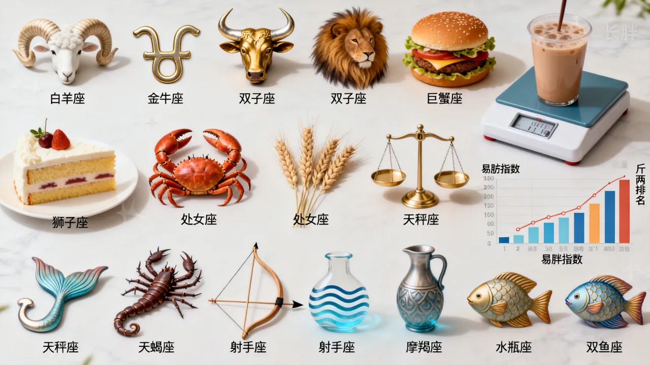 十二星座谁最容易长胖?十二星座斤两排名大揭秘 十二星座谁最容易长胖?十二星座斤两排名大揭秘