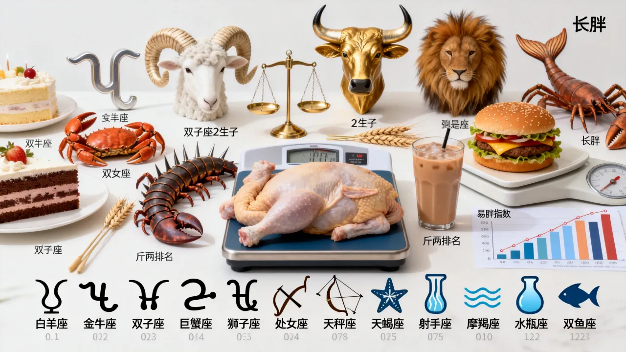 十二星座谁最容易长胖?十二星座斤两排名大揭秘 十二星座谁最容易长胖?十二星座斤两排名大揭秘