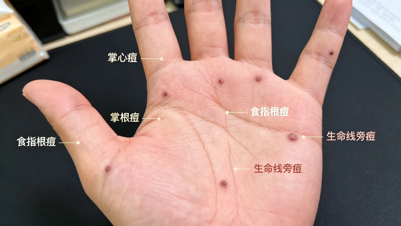 手掌痦子位置与命运有关吗，手掌长痦子位置图解