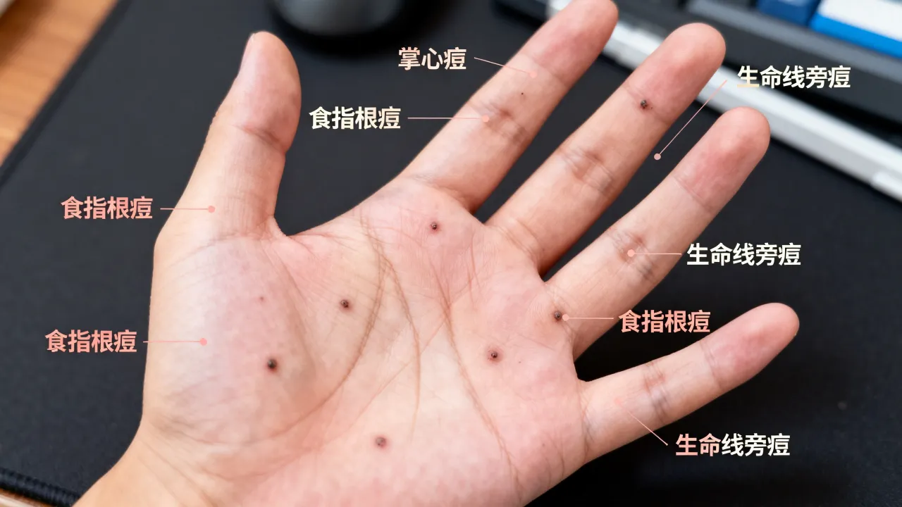 手掌痦子位置与命运有关吗，手掌长痦子位置图解