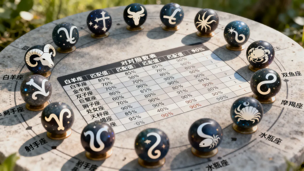 十二星座匹配值怎么算？十二星座配对指数查询表