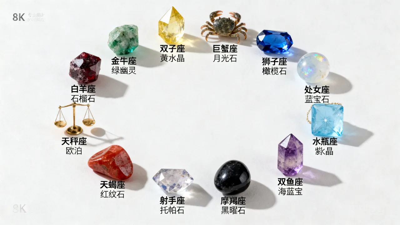 十二星座的星座石分别是什么?你的守护石是哪一颗? 十二星座的星座石分别是什么?你的守护石是哪一颗?