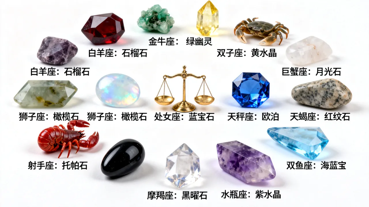 十二星座的星座石分别是什么?你的守护石是哪一颗? 十二星座的星座石分别是什么?你的守护石是哪一颗?