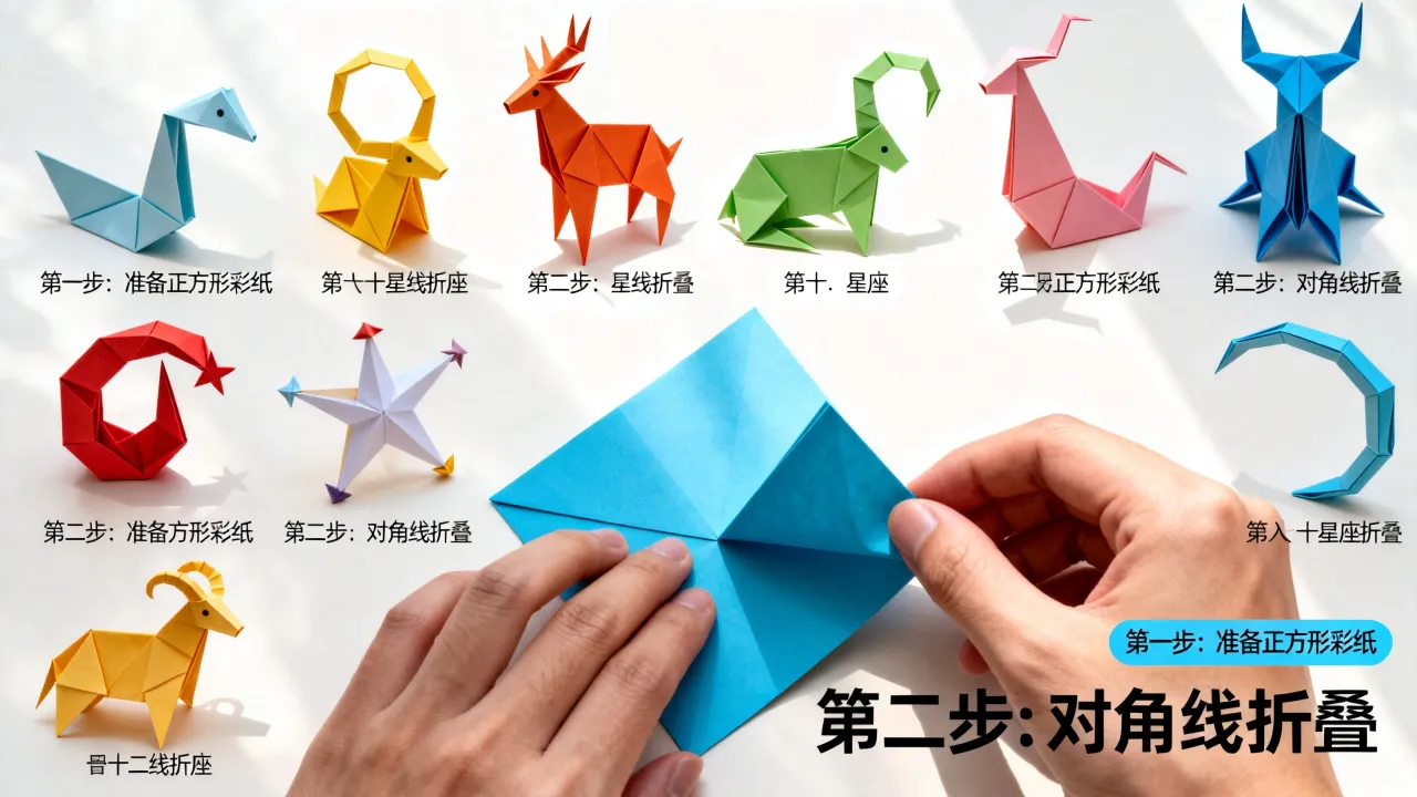怎么折纸立体十二星座，十二星座立体折纸步骤教程