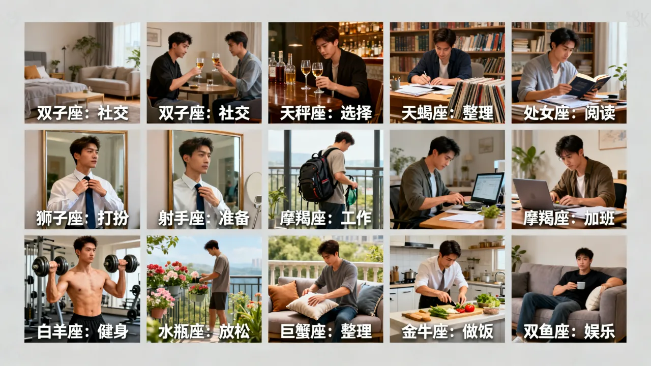 十二星座男下班后第一件事做什么？，下班后十二星座男在干什么？