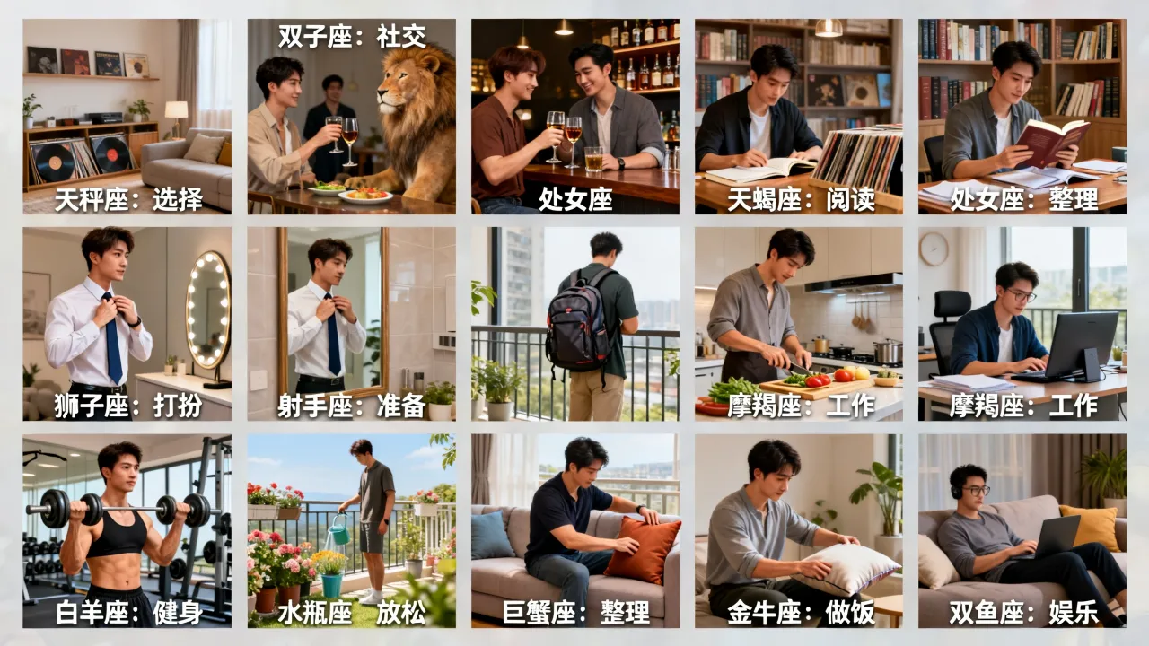 十二星座男下班后第一件事做什么？，下班后十二星座男在干什么？